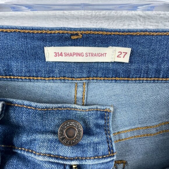 Levi Strauss & Co. 314 Shaping Straight Jeans Distressed Women's Blue Size 27 - Picture 5 of 11